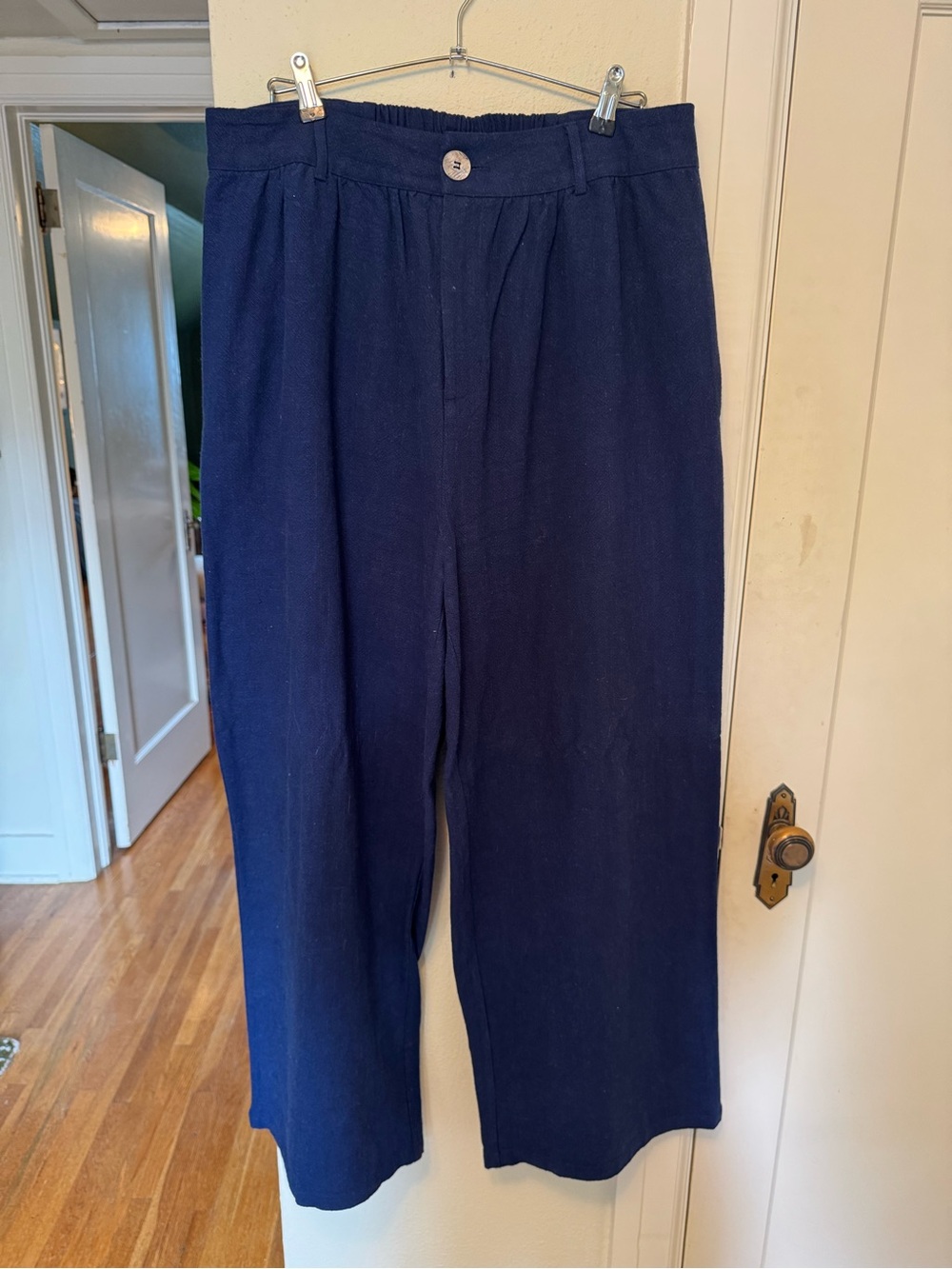 Fashion Brand Company Straight Leg Trouser, Thick Linen, Navy